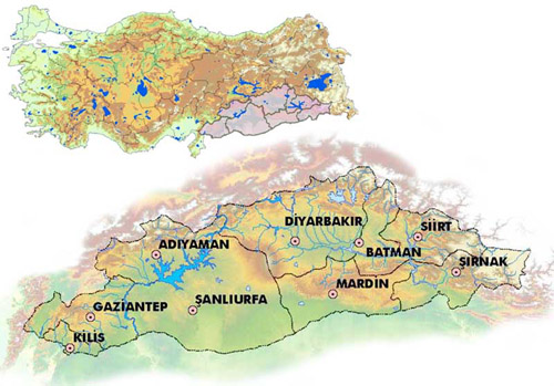 Map of the GAP region in Southeastern Anatolia
